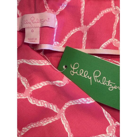 Lilly Pulitzer Women’s Wide Leg Pants Pink Rope Design Size 0 NWT(5488) - Picture 5 of 6
